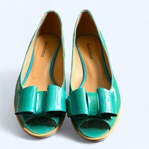 FRANCE MODE  Green Elegant Wedge Heel Shoes • Size 37 1/2 EU or 7-7.5 US • Women